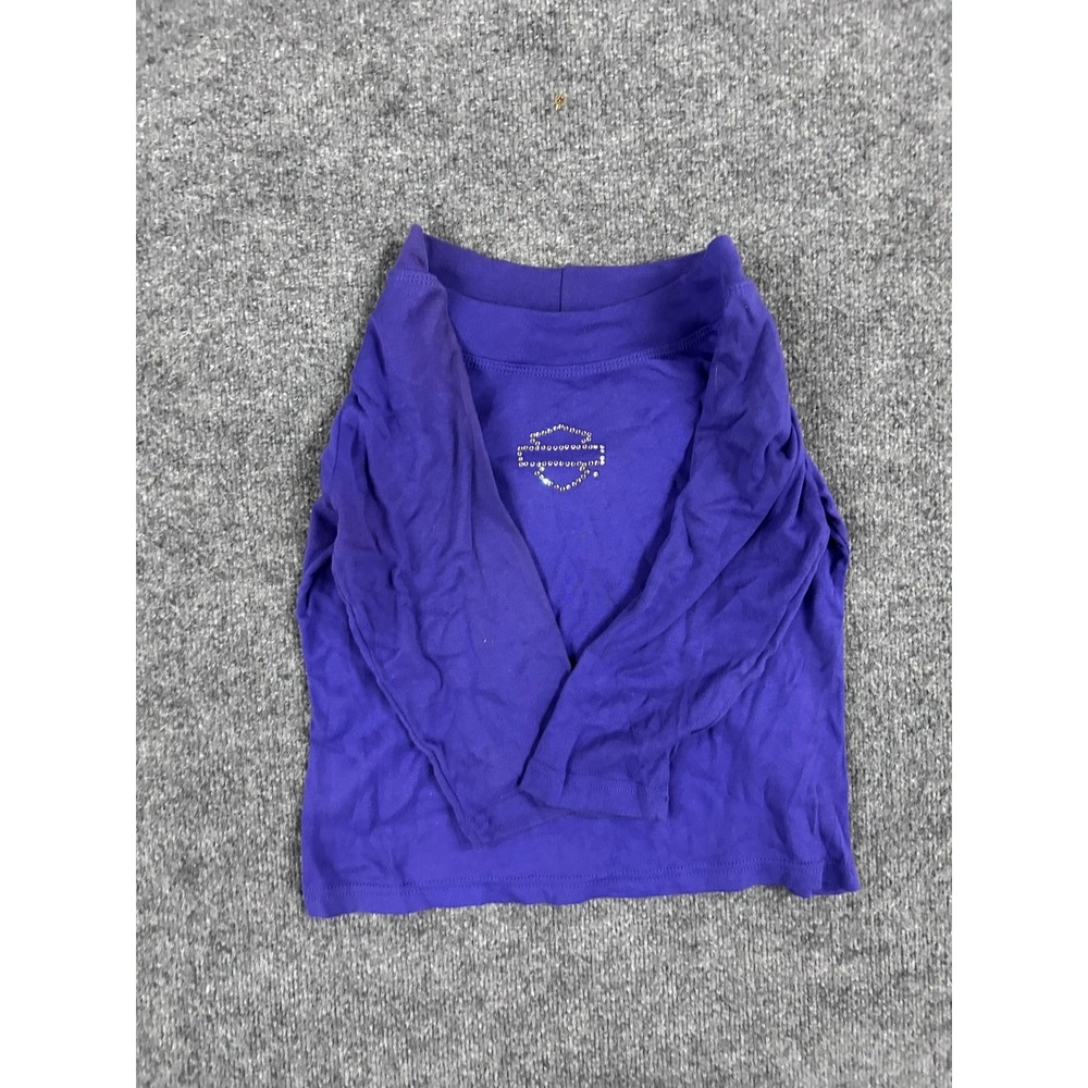 Harley-Davidson Shirt Womens Size L Purple Rhinestone Long Sleeve Cotton USA